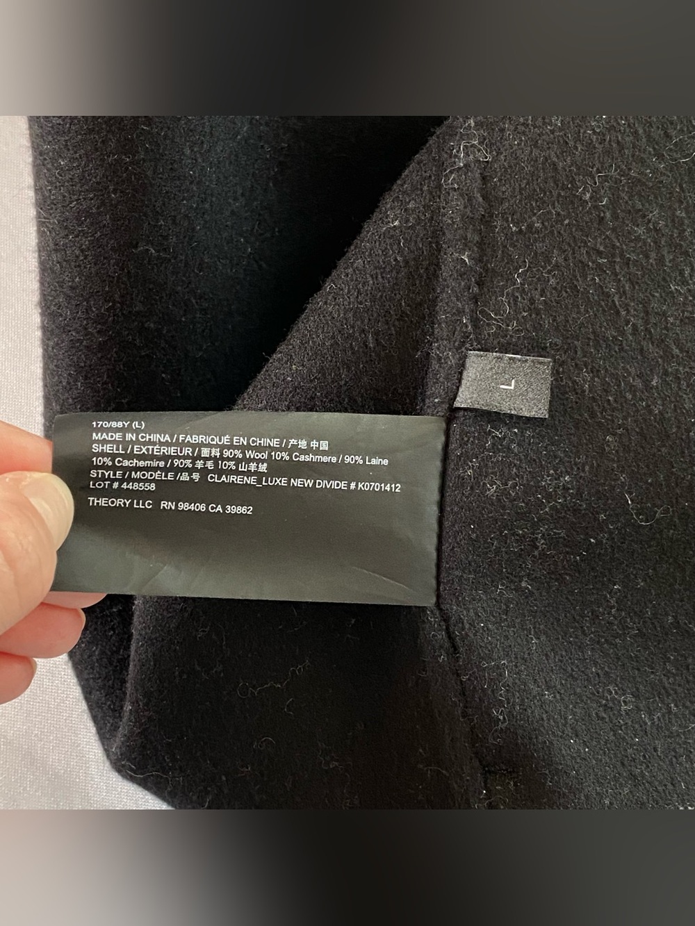 Theory Black Clairene in Double-Face Wool/ Cashmere Coat Large Quiet Luxury - Picture 13 of 16